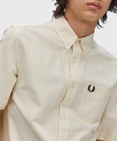FRED PERRY(フレッドペリー)の「新色先行予約受付中/Oxford Shirt/オックスフォード半袖シャツ(シャツ/ブラウス・メンズ・ネイビー/ベージュ/ホワイト/グリーン/サックスブルー/ライトオリーブ/ダークグリーン/ベージュ系その他/ダークネイビー・S/M/L/XL)」の18枚目の写真