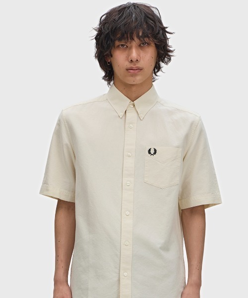 FRED PERRY(フレッドペリー)の「新色先行予約受付中/Oxford Shirt/オックスフォード半袖シャツ(シャツ/ブラウス・メンズ・ネイビー/ベージュ/ホワイト/グリーン/サックスブルー/ライトオリーブ/ダークグリーン/ベージュ系その他/ダークネイビー・S/M/L/XL)」の20枚目の写真