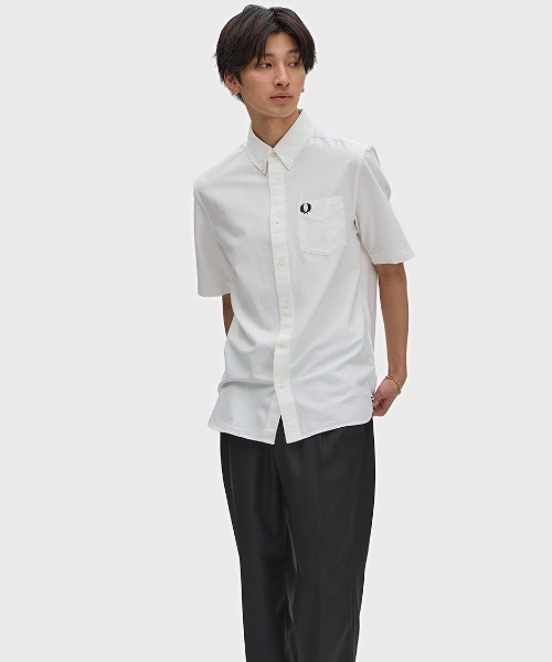 FRED PERRY(フレッドペリー)の「新色先行予約受付中/Oxford Shirt/オックスフォード半袖シャツ(シャツ/ブラウス・メンズ・ネイビー/ベージュ/ホワイト/グリーン/サックスブルー/ライトオリーブ/ダークグリーン/ベージュ系その他/ダークネイビー・S/M/L/XL)」の22枚目の写真