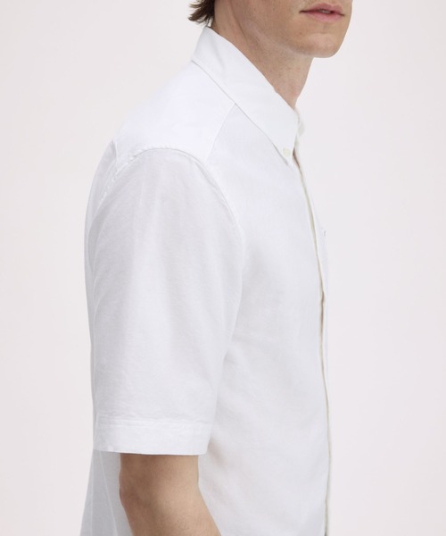FRED PERRY(フレッドペリー)の「Oxford Shirt/オックスフォード半袖シャツ(シャツ/ブラウス・メンズ・ネイビー/ベージュ/ホワイト/グリーン/サックスブルー/ライトオリーブ/ダークグリーン/ベージュ系その他/ダークネイビー・S/M/L/XL)」の12枚目の写真