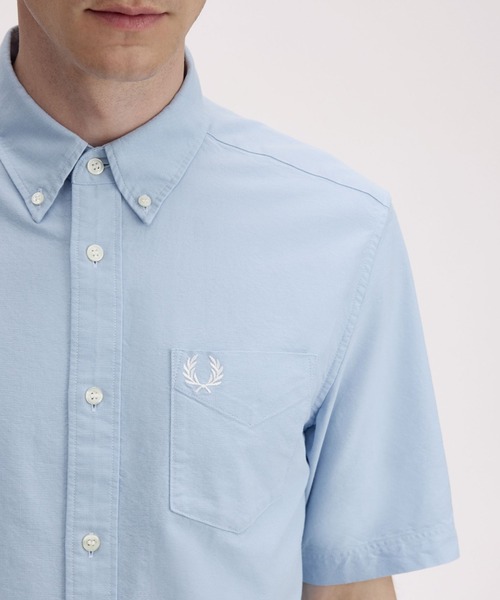 FRED PERRY(フレッドペリー)の「Oxford Shirt/オックスフォード半袖シャツ(シャツ/ブラウス・メンズ・ネイビー/ベージュ/ホワイト/グリーン/サックスブルー/ライトオリーブ/ダークグリーン/ベージュ系その他/ダークネイビー・S/M/L/XL)」の17枚目の写真