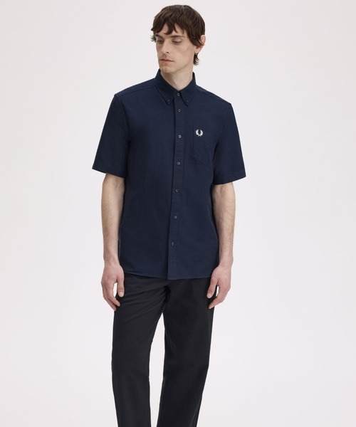 FRED PERRY(フレッドペリー)の「Oxford Shirt/オックスフォード半袖シャツ(シャツ/ブラウス・メンズ・ネイビー/ベージュ/ホワイト/グリーン/サックスブルー/ライトオリーブ/ダークグリーン/ベージュ系その他/ダークネイビー・S/M/L/XL)」の22枚目の写真