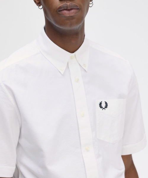 FRED PERRY（フレッドペリー）の「Oxford Shirt／オックスフォード半袖シャツ（シャツ/ブラウス・メンズ・ネイビー/ベージュ/ホワイト/グリーン/サックスブルー/ライトオリーブ/ダークグリーン・S/M/L/XL）」の20枚目の写真