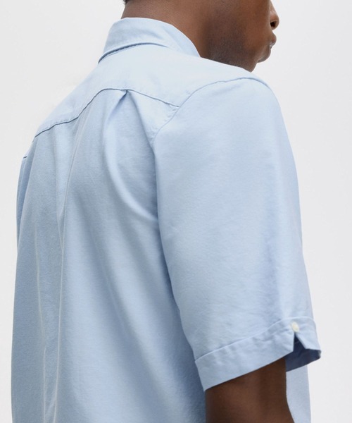 FRED PERRY（フレッドペリー）の「Oxford Shirt／オックスフォード半袖シャツ（シャツ/ブラウス・メンズ・ホワイト/サックスブルー/ネイビー/ベージュ/グリーン/ライトオリーブ・S/M/L）」の21枚目の写真