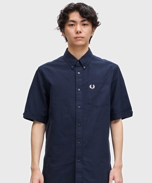 【FRED PERRY】半袖 オックスフォードシャツ コットン100% ロゴ FRED PERRY フレッドペリー オックスフォード 半袖 シャツ M5503