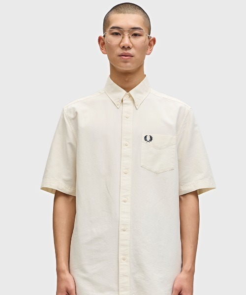 【FRED PERRY】半袖 オックスフォードシャツ コットン100% ロゴ FRED PERRY フレッドペリー オックスフォード 半袖 シャツ M5503
