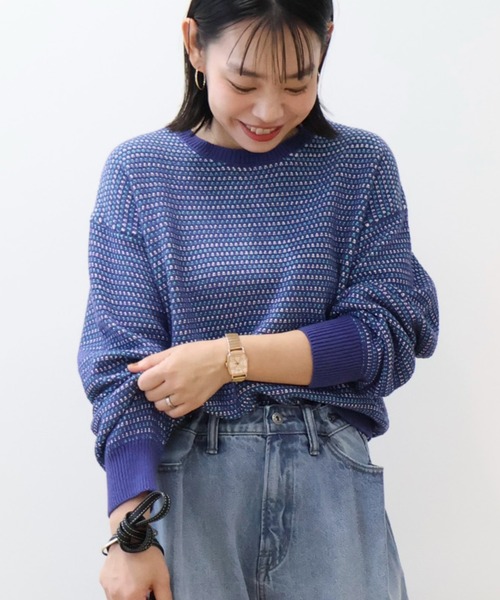 セール】Mix編み地ニットプルオーバー（ニット/セーター