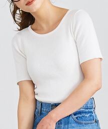 選べるデザイン 半袖ベーシックリブニットトップス