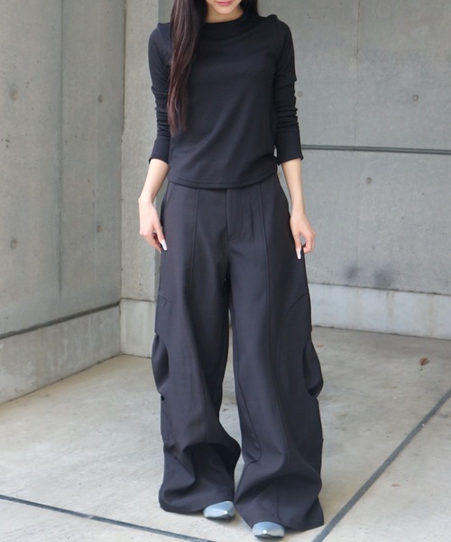 JilLA(ジルア)の「【ユニセックス】Technical Wide Slacks / テクニカルワイドスラックス(スラックス・レディース・ブラック・M/L)」の6枚目の写真