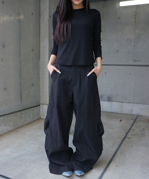 JilLA(ジルア)の「【ユニセックス】Technical Wide Slacks / テクニカルワイドスラックス(スラックス・レディース・ブラック・M/L)」の7枚目の写真
