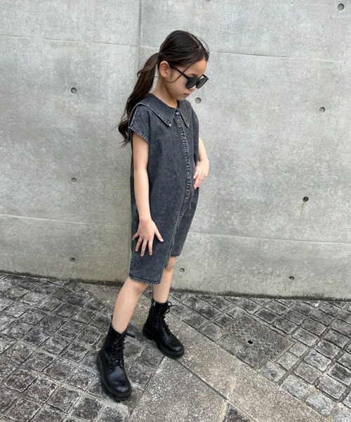 TARKER(ターカー)の「デニムセーラーワンピース(ワンピース・キッズ・ブルー/ブラック・90/100/110/120/130)」の15枚目の写真