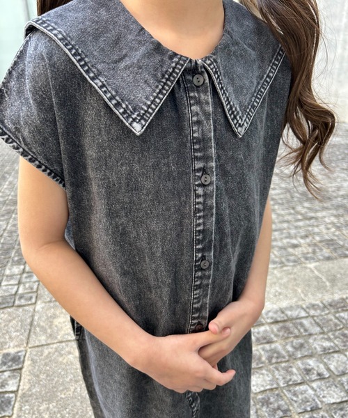 TARKER(ターカー)の「デニムセーラーワンピース(ワンピース・キッズ・ブルー/ブラック・90/100/110/120/130)」の16枚目の写真