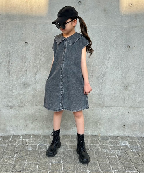 TARKER(ターカー)の「デニムセーラーワンピース(ワンピース・キッズ・ブルー/ブラック・90/100/110/120/130)」の18枚目の写真