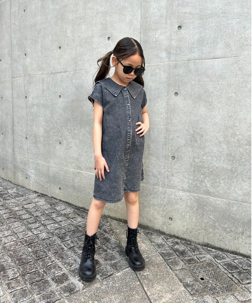 TARKER(ターカー)の「デニムセーラーワンピース(ワンピース・キッズ・ブルー/ブラック・90/100/110/120/130)」の21枚目の写真