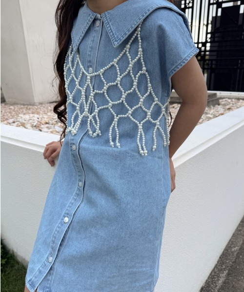 TARKER(ターカー)の「デニムセーラーワンピース(ワンピース・キッズ・ブルー/ブラック・90/100/110/120/130)」の13枚目の写真