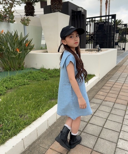 TARKER(ターカー)の「デニムセーラーワンピース(ワンピース・キッズ・ブルー/ブラック・90/100/110/120/130)」の7枚目の写真