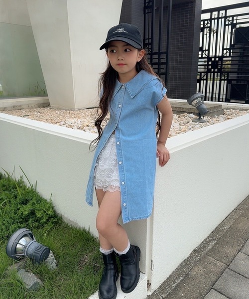 TARKER(ターカー)の「デニムセーラーワンピース(ワンピース・キッズ・ブルー/ブラック・90/100/110/120/130)」の11枚目の写真