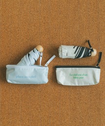 VANNIE U(ヴァニーユー)のポーチ付きバイカラーロゴ折りたたみ日傘/晴雨兼用/完全遮光/UVカット(折りたたみ傘)