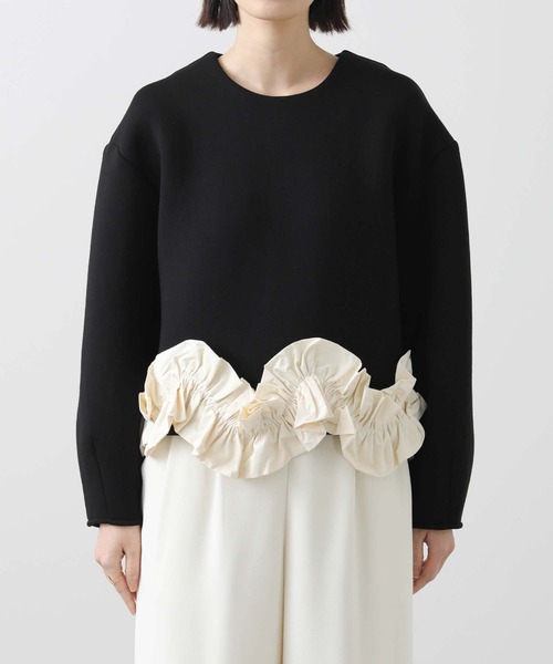 新品タグ付き　現行　anana アナナ　ダンボール裾配色フリルカットソー セール】ダンボール裾配色フリルカットソー（Tシャツ/カットソー