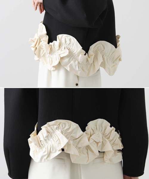 新品タグ付き　現行　anana アナナ　ダンボール裾配色フリルカットソー セール】ダンボール裾配色フリルカットソー（Tシャツ/カットソー