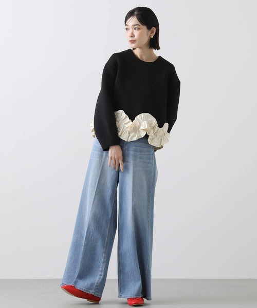 未使用anana ダンボール裾配色フリルカットソー セール】ダンボール裾配色フリルカットソー（Tシャツ/カットソー