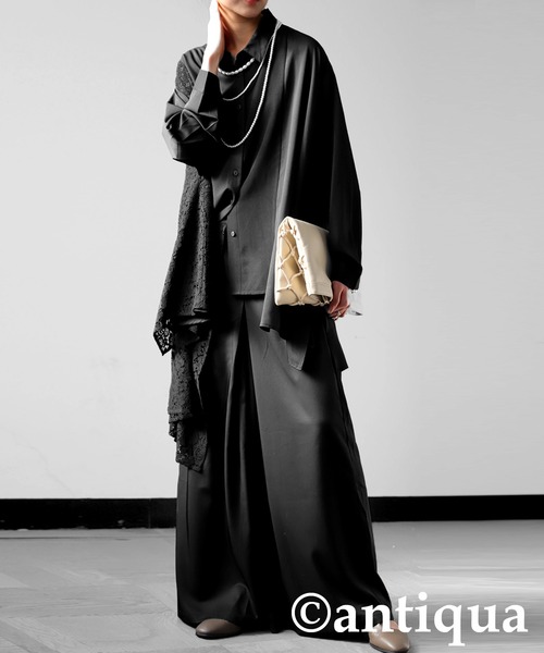 antiqua（アンティカ）の「レース切り替えシャツ（シャツ/ブラウス・レディース・ブラック・ONESIZE）」の8枚目の写真