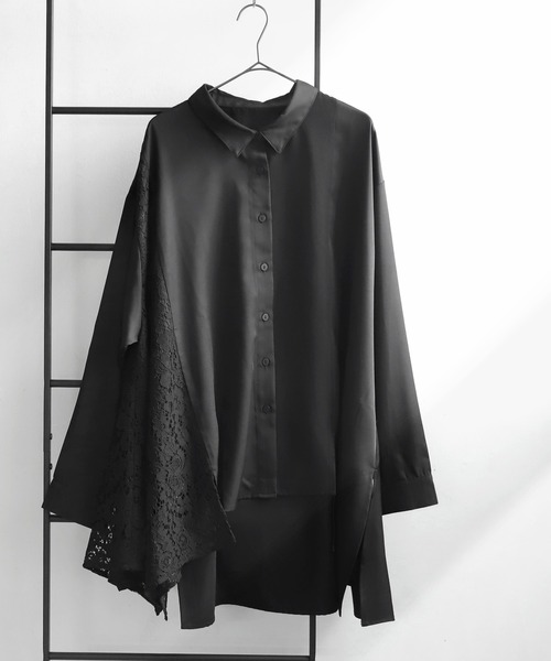 antiqua（アンティカ）の「レース切り替えシャツ（シャツ/ブラウス・レディース・ブラック・ONESIZE）」の10枚目の写真