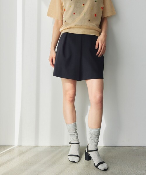 EMMEL REFINES＞EM Wクロス ハイウエスト タック ショートパンツ