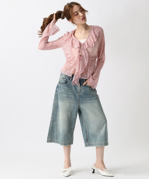 FOREVER 21（フォーエバー トゥエンティーワン）の「【2025SS】レースフリルブラウス（シャツ/ブラウス・レディース・ブラック/ピンク/ナチュラル・FREE）」の7枚目の写真