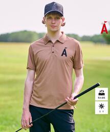 ADABAT STREAM メンズポロシャツ 撥水加工 バックプリントロゴ ストレッチ ポロシャツ
