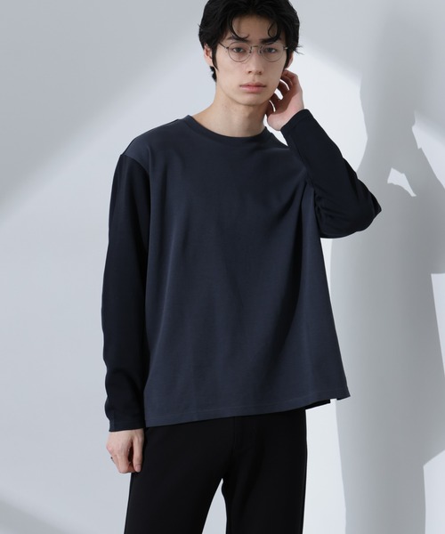 NANO universe(ナノユニバース)の「2トーンシルケットTシャツ 長袖(Tシャツ/カットソー・メンズ・チャコール/ターコイズブルー/カーキ・L/M/S)」の4枚目の写真