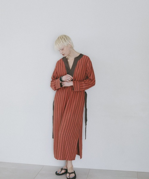 AMERICAN RAG CIE（アメリカンラグシー）の「【AMERICAN RAG CIE】ストライプワンピース（WOMEN)（ワンピース・レディース・オレンジ/ナチュラル・FREE）」の16枚目の写真
