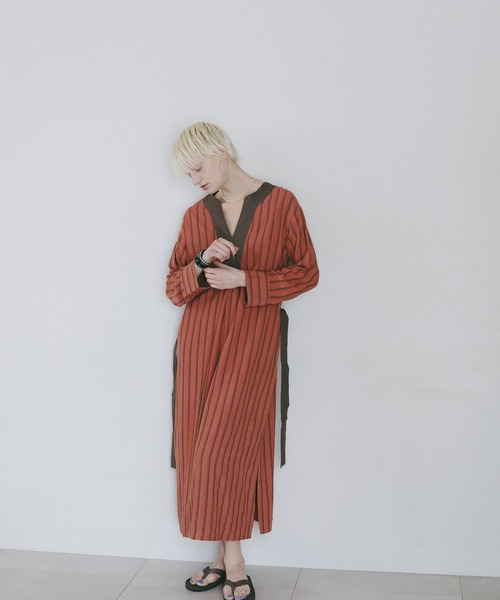 AMERICAN RAG CIE（アメリカンラグシー）の「【AMERICAN RAG CIE】ストライプワンピース（WOMEN)（ワンピース・レディース・オレンジ/ナチュラル・FREE）」の17枚目の写真
