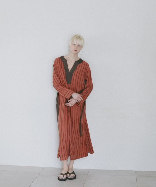AMERICAN RAG CIE（アメリカンラグシー）の「【AMERICAN RAG CIE】ストライプワンピース（WOMEN)（ワンピース・レディース・オレンジ/ナチュラル・FREE）」の18枚目の写真