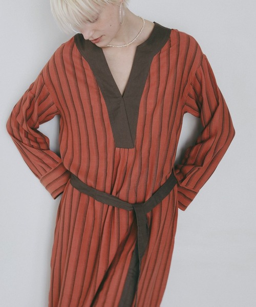 AMERICAN RAG CIE（アメリカンラグシー）の「【AMERICAN RAG CIE】ストライプワンピース（WOMEN)（ワンピース・レディース・オレンジ/ナチュラル・FREE）」の22枚目の写真