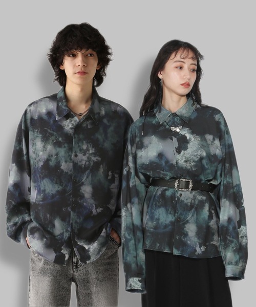 HARE(ハレ)の「【WEB限定】マルチマテリアルパターンシャツ(HARE)(シャツ/ブラウス・メンズ・ブラック系その他/グリーン系その他/ブルー系その他/ホワイト系その他/ホワイト系その他2/ホワイト系その他3/パープル系その他/ブルー系その他2・MEDIUM/LARGE/SMALL)」の5枚目の写真