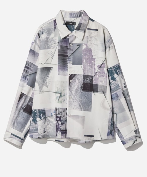 HARE(ハレ)の「【WEB限定】マルチマテリアルパターンシャツ(HARE)(シャツ/ブラウス・メンズ・ブラック系その他/グリーン系その他/ブルー系その他/ホワイト系その他/ホワイト系その他2/ホワイト系その他3/パープル系その他/ブルー系その他2・MEDIUM/LARGE/SMALL)」の3枚目の写真