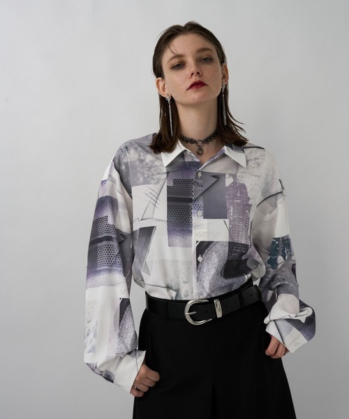 HARE(ハレ)の「【WEB限定】マルチマテリアルパターンシャツ(HARE)(シャツ/ブラウス・メンズ・ブラック系その他/グリーン系その他/ブルー系その他/ホワイト系その他/ホワイト系その他2/ホワイト系その他3/パープル系その他/ブルー系その他2・MEDIUM/LARGE/SMALL)」の10枚目の写真