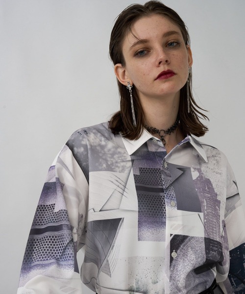 HARE(ハレ)の「【WEB限定】マルチマテリアルパターンシャツ(HARE)(シャツ/ブラウス・メンズ・ブラック系その他/グリーン系その他/ブルー系その他/ホワイト系その他/ホワイト系その他2/ホワイト系その他3/パープル系その他/ブルー系その他2・MEDIUM/LARGE/SMALL)」の11枚目の写真