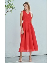 estella.k シアーシャーリングタックドレス 赤 estella.k シアーシャーリングタックドレス 赤