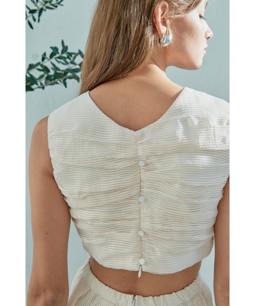 Estella.K(エステラケー)の「Cello Cut-our Dress シアーシャーリングタックドレス(ワンピース・レディース・アイボリー系/レッド/ライラック/ホワイト×ブラック・FREE)」の15枚目の写真