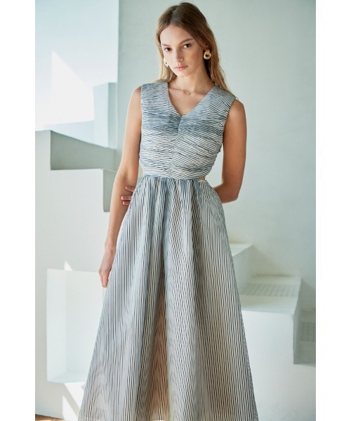 Sandra Floral-print long dress -GRN x off pt- – Estella.K