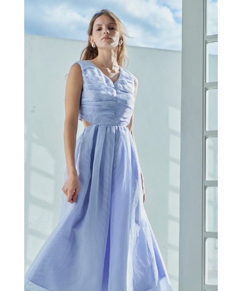 Estella. K シアーシャーリングタックドレス　新品 Cello Cut-our Dress シアーシャーリングタックドレス（ワンピース