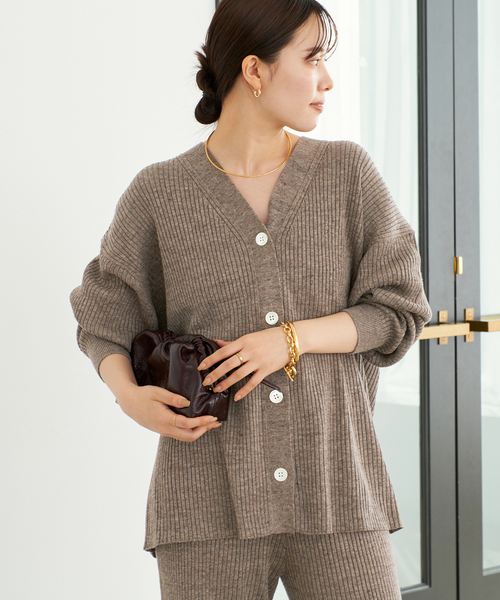 jazz linen rib カーディガン　ベージュ セール】jazz linen rib カーディガン（カーディガン/ボレロ