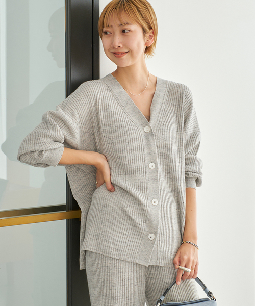 plage（プラージュ）の「jazz linen rib カーディガン（カーディガン/ボレロ・レディース・ベージュ/グレー/ブラウン・FREE）」の13枚目の写真