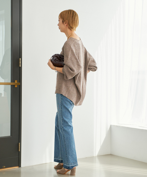 jazz linen rib カーディガン　ベージュ jazz linen rib カーディガン（カーディガン）｜Plage
