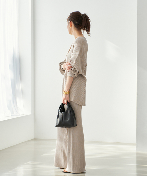jazz linen rib カーディガン　ベージュ jazz linen rib カーディガン（カーディガン）｜Plage