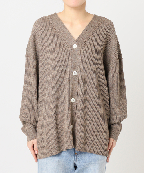jazz linen rib カーディガン　ベージュ セール】jazz linen rib カーディガン（カーディガン/ボレロ