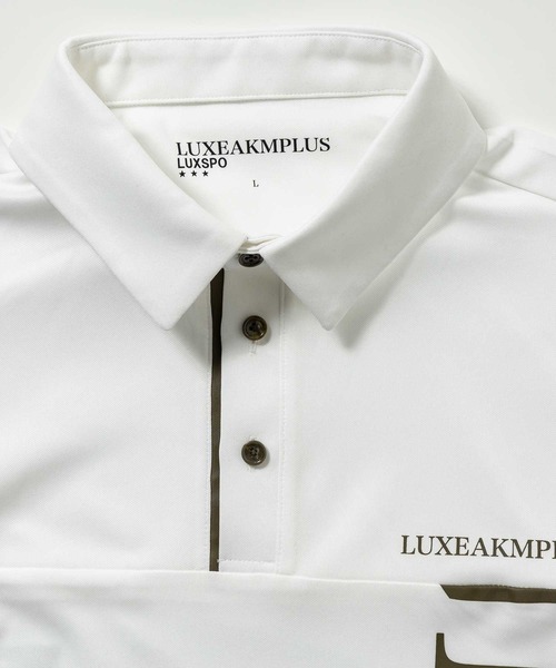 LUXEAKMPLUS(リュクスエイケイエムプラス)の「LUXEAKMPLUS(リュクスエイケイエムプラス)ゴルフ バーチカルロゴ 半袖ポロシャツ(吸水速乾 / UVカット)(ポロシャツ・メンズ・カーキ/ホワイト/ブラック・S/M/L/XL/XXL)」の8枚目の写真