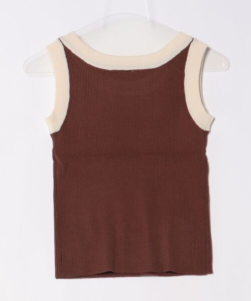 Q(キュー)の「配色リブニットタンク(タンクトップ・レディース・アイボリー/ブラック/ブラウン・MEDIUM)」の7枚目の写真